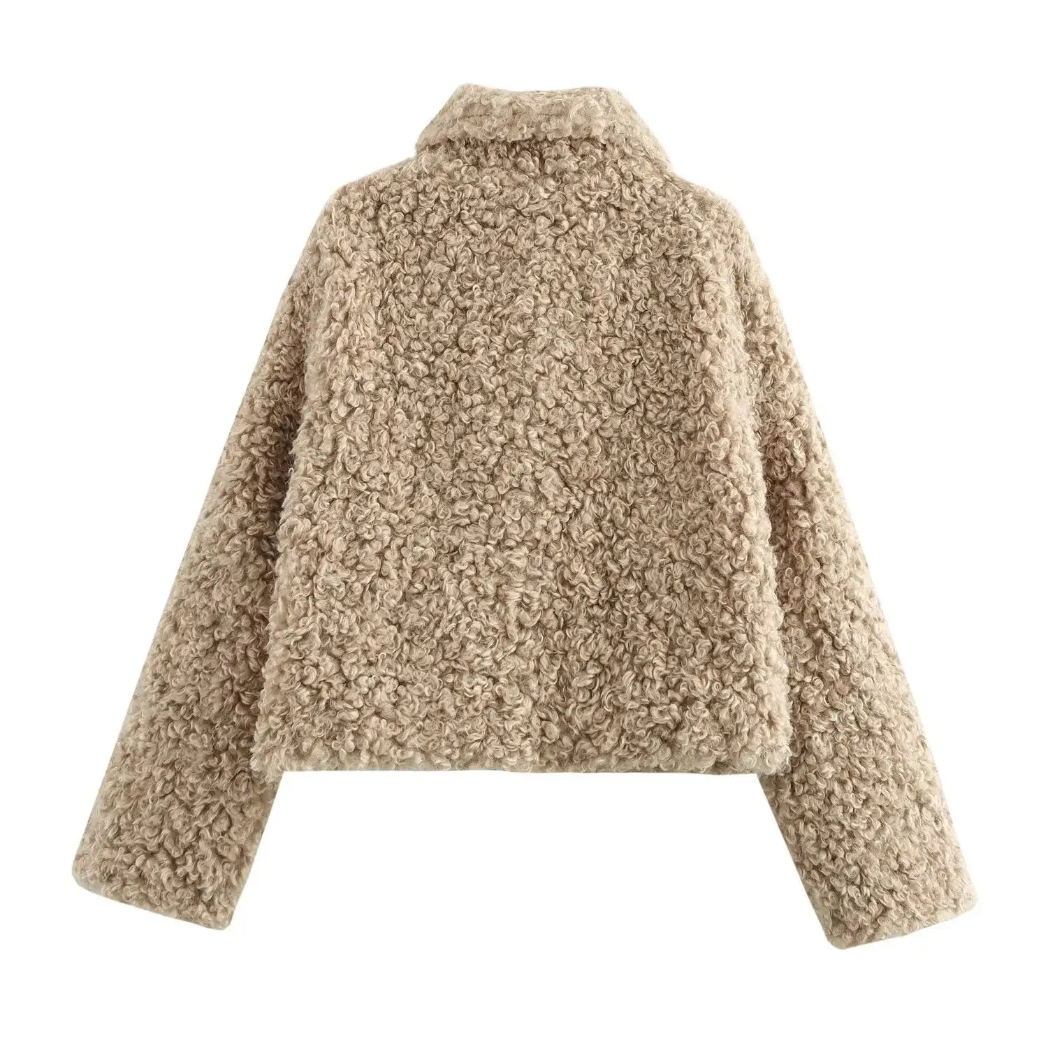 Luxe Teddy Jas Camel met Grote Knopen – Winter Musthave Favela Runner