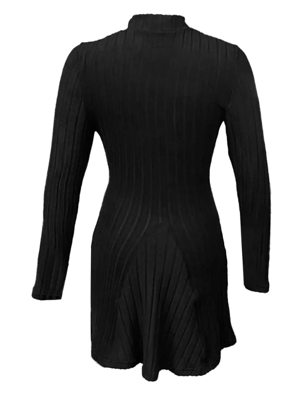 Elegante Zwarte Ribbed Slim Fit Jurk Favela Runner